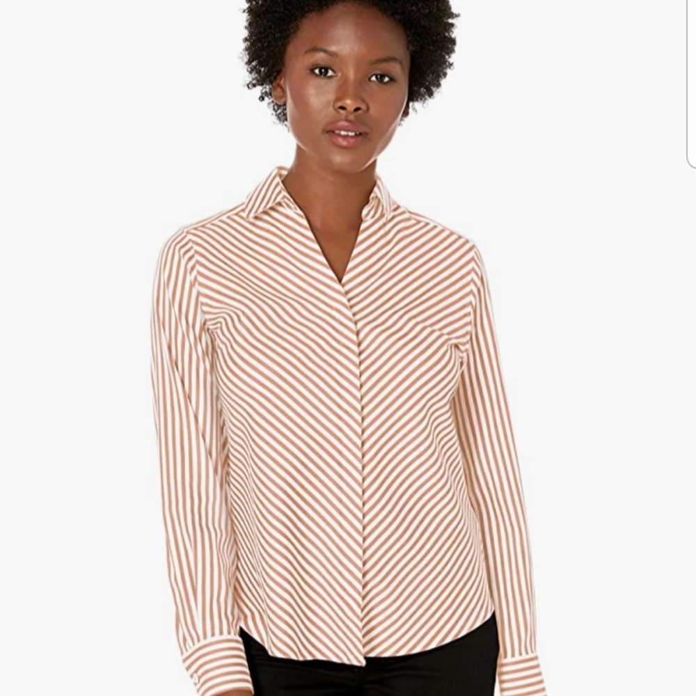 Mona Petite Striped Non Iron Shirt
